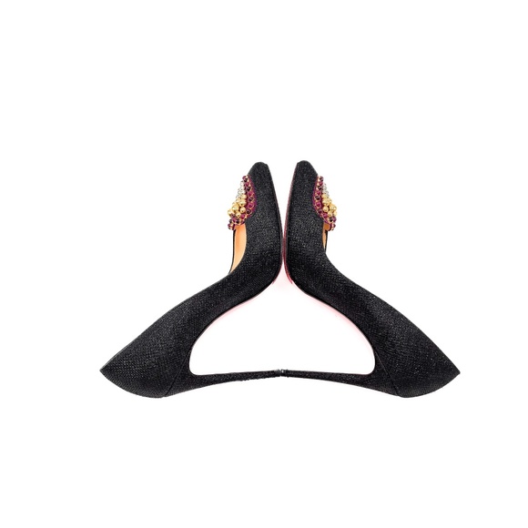 Christian Louboutin Coralta Mia 100 Glitter Tisse Heart Studded Pumps EU 37 - Picture 6 of 9